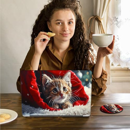 Laptop Skin Sticker Decal 15.6 Inch,12 13 13.3 14 15 15.6 in Laptop Netbook Skins for Notebook,Art Decal Removable Waterproof Scratch Resistant,Universal Vinyl Cover,Cute Cat Red - color: Cute Cat Red