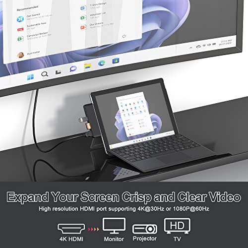 Surface Pro 9/10/11/X Accessories, Surface Pro 9 USB Hub Docking Station with 4K HDMI, USB-C Thunerbolt 4 (Display+Data+PD Charging), 2 USB 3.0, SD/TF Card Reader for Surface Pro 9/Pro10/Pro11/ProX - color: For Surface Pro 9/10/11/X