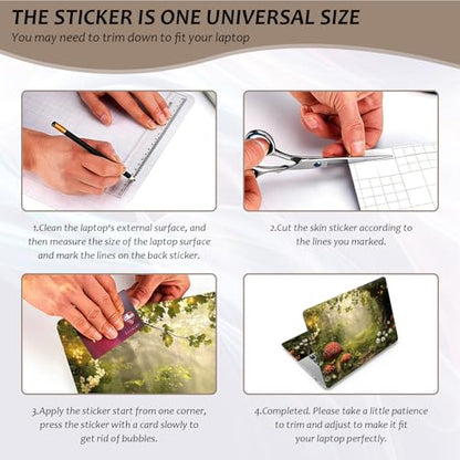Laptop Skin 12.1-15.6 inch Removable Universal Reusable Laptop Sticker Decal,Waterproof No Residue Vinyl Cover,Scratch-Resistant Cuttable Full Wrap Sticker for Notebook, Enchanted Forest Red Mushroom - color: Enchanted Forest Red Mushroom