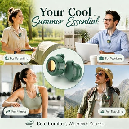 Portable Clip-On Fan, Mini Bladeless Waist Fan, 5100RPM 25dB Ultra-Quiet 3-Speed Rechargeable Small Whirlwind Fan, Hands-Free Personal Cooling for Outdoor Travel Office Camping with USB-C - color: Green
