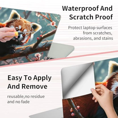 15.6 Inch Laptop Skin Sticker, Reusable Vinyl Cover Protector with 2 Wrist Pad Skins, Removable Waterproof Scratch-Resistant for 12-15.6 Inch Laptop Notebook,Red Panda - color: Red Panda