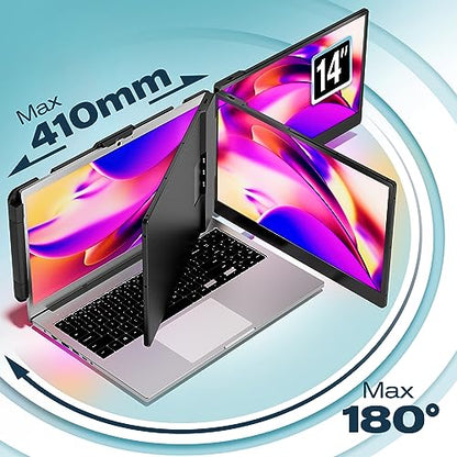 Teamgee 14” Laptop Screen Extender, S1 Dual FHD IPS Portable Monitor for 13–17” Laptops, USB-C/HDMI Plug & Play, Compatible with Windows, macOS & Android, Perfect for Hybrid Work & Travel - size: 14inch Dual