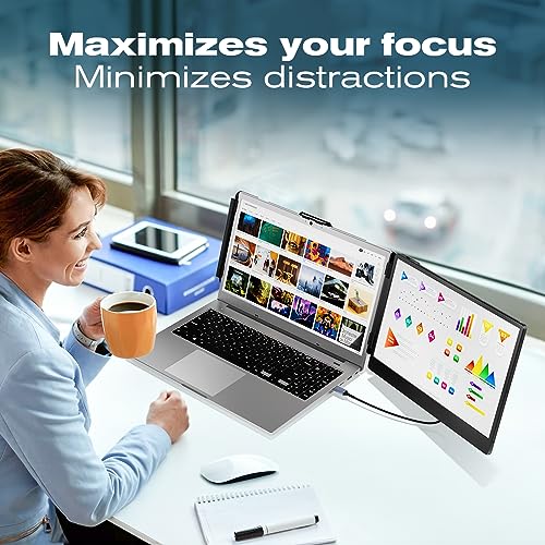 Teamgee 14” Laptop Screen Extender, S1 Dual FHD IPS Portable Monitor for 13–17” Laptops, USB-C/HDMI Plug & Play, Compatible with Windows, macOS & Android, Perfect for Hybrid Work & Travel - size: 14inch Dual