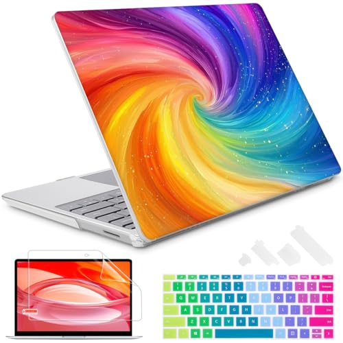 Case for Surface Laptop 5/4/3 13.5", Swirling Rainbow | Hard Shell Case with Keyboard Cover & Screen Protector. Fits Surface Laptop 5/4/3 13.5" Metal Palm Rest Models 1951/1868. - color: Swirling Rainbow