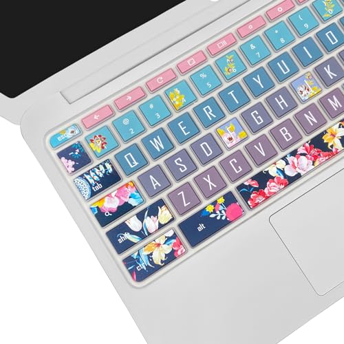 Silicone Keyboard Cover for HP Chromebook 11 x360, Chromebook 11 G2/G3/G4/G5/G6 EE/G7 EE, HP Chromebook 14-ca 14-ak 14-X Series, HP Chromebook 14 G2 G3 G4 (Red Flower) - color: Red Flower