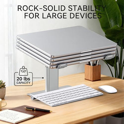 SOUNDANCE Adjustable Laptop Stand for Desk, Computer Stand, Ergonomic Laptop Riser Holder Compatible with 10 to 17.3 Inches Notebook PC Computer, Aluminum Silver - color: Silver