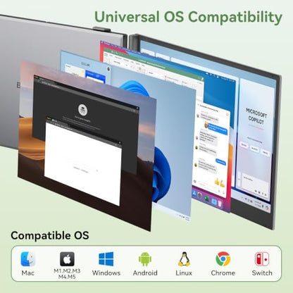 Blackview Laptop Screen Extender, 2.2 lb Ultra-Light, One-Cable Connection, 15.6" Triple Screen Laptop Monitor Extender, TÜV Eye-Care, Business Travel, Mac, Windows, ChromeOS, Switch