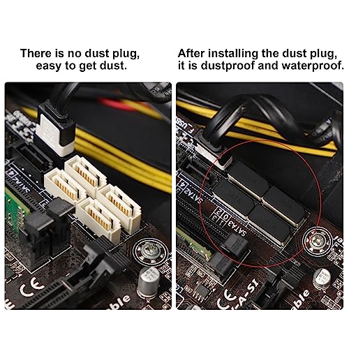 uxcell 10Pcs SATA Dust Plugs, Black Silicone Dust-Proof Stoppers for Laptop, Desktop Computer, Server SATA Ports