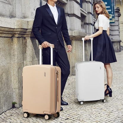 Hanke Hard Shell Luggage Sets 3 Pieces, 20/24/28 Inch Travel Suitcase | PC Hard Shell, 8 Spinner Wheels, TSA Lock, Wet Pocket, Space-Saving Nestable Storage, Family & Couple Travel - color: Cuba Sand, size: 20+24+28 Inch