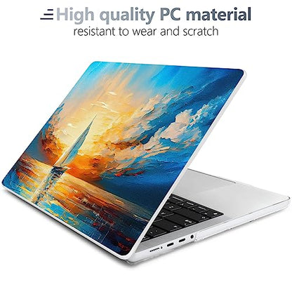 Batianda AstroGrid Case for MacBook Pro 14 Inch 2026-2021, Sunset Sail | Fits M5/M4/M3/M2/M1 Pro Max Model, with Sailboat Sunset Design, Slim Hard Shell For Artists, Beach Lovers and Travelers - color: Sail