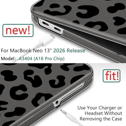 for MacBook Neo 13 inch Case 2026 (Model A3404), Artistic Leopard Pattern Ultra Slim Frosted Matte Hard Shell, Anti-Scratch & Fingerprint Resistant Cover, Leopard Black - color: Leopard Black