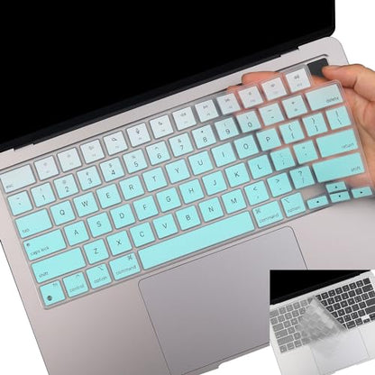 2 Pack Keyboard Cover Skin for 2026-2023 MacBook Air 13" 15" M5 M4 M3 M2, 2026-2021 MacBook Pro 14" 16" M5 M4 M3 M2 M1 Pro/Max, 14.2" 16.2" MacBook Pro /13.6" 15.3" MacBook Air, US,Ombremint - color: Ombremint+TPU