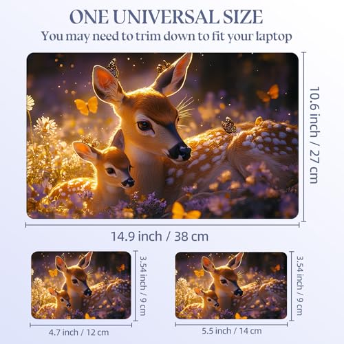 Universal Laptop Skin Sticker Decal,15.6 Inch Laptop Vinyl Cover for 13" 14" 15.6" Laptop,Scratch-Resistant Waterproof Protector Wrap,Reusable with Wrist Pads,Butterfly Deer Family - color: Butterfly Deer Family