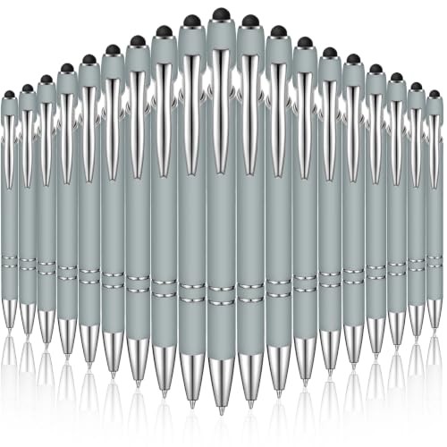 Zonon 38 Pieces Rubberized Ballpoint Pen with Stylus Tip Stylish Metal Pen Capacitive Stylus with Soft Rubberized Grip, Black Ink for Most Devices (Morandi Gray) - color: Morandi Gray