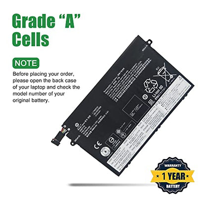 01AV447 L17M3P52 SB10K97608 Laptop Battery Replacement for Lenovo ThinkPad E480 E485 E495 E580 E585 E490 E590 E595 E14 E15 Series 01AV445 L17L3P51 01AV448 L17C3P51 01AV446 L17M3P51 11.1V 45Wh - size: 13.2*5.2*1.4inch 01AV447