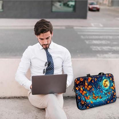 14" 15" Laptop Handle Bag Computer Bag,14.2" 15.4 inch Pouch Holder Notebook Sleeve Cover Compatible for Dell,Lenovo,Toshiba HP, Asus Notebook Messenger Briefcase-A Bunch of Butterflies Moon - color: A Bunch of Butterflies Moon
