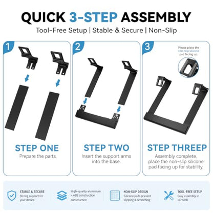 Laptop Stand for Desk ABS+Metal Portable Computer Riser Notebook Holder Printer Stand Office Desk Accessories Compatible with MacBook Air, Pro, Dell, HP, Lenovo and All 10-17" Laptops - color: Z-Black