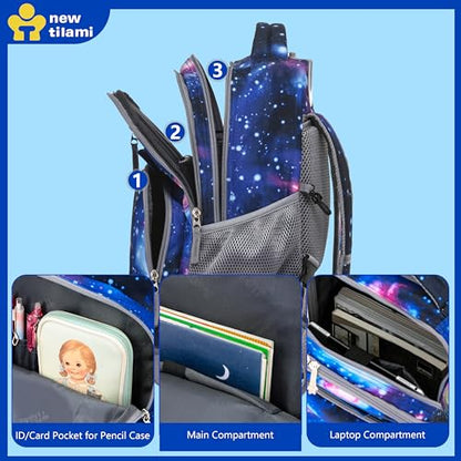 NEW TILAMI Rolling Backpack for Kids 18 Inch Wheeled Laptop Backpack Kids School Travel - color: Deep Space