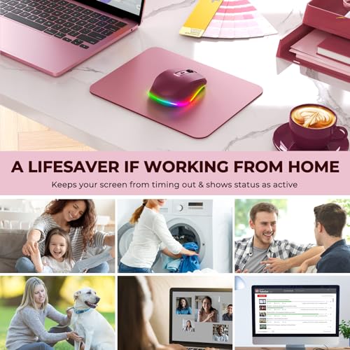 PEIOUS Wireless Mouse Jiggler - Keep Computers Awake, Wine Red | Rechargeable LED Mouse, Silent Clicks, Adjustable DPI and Random Movement Keep Computers Awake for Laptop/PC/Mac - color: Red