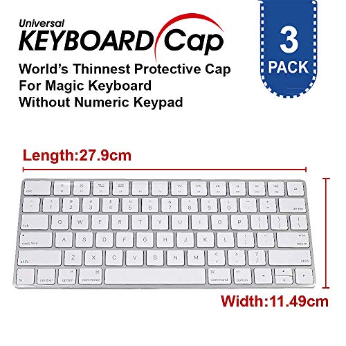 Universal KeyboardCap. Fully Covered Flat Style 0.025mm Waterproof Anti-Dust Desktop Keyboard Cover with Numeric Hospital/Dentist Use (MagicKeyboard(No Numeric) 3packs) - size: MagicKeyboard(No Numeric) 3packs)