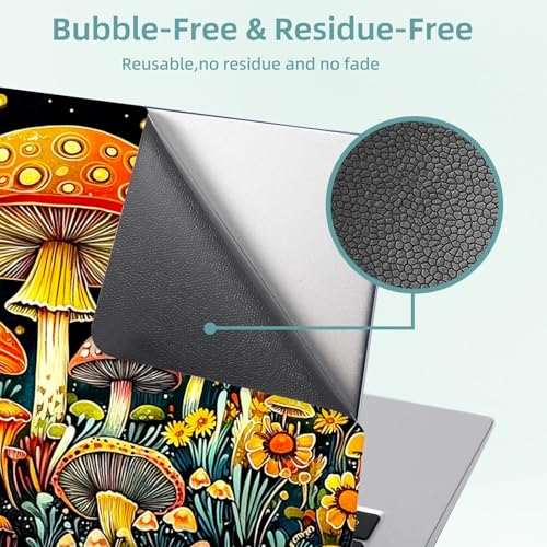 Universal Laptop Skin Decal, 3-Piece Vinyl Protector for 12 13 14 15.6" Notebook, Waterproof Anti-Scratch, Easy Trim & Bubble-Free Finish, Mushrooms Wildflowers - color: Mushrooms Wildflowers