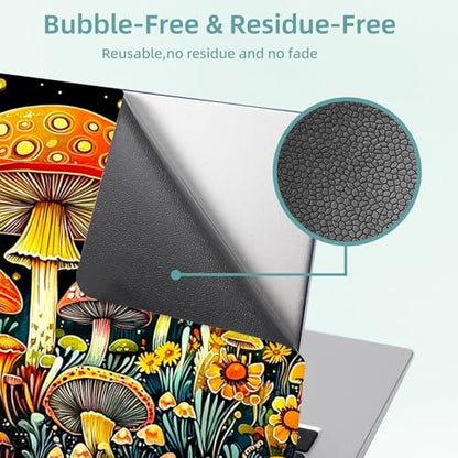 Universal Laptop Skin Decal, 3-Piece Vinyl Protector for 12 13 14 15.6" Notebook, Waterproof Anti-Scratch, Easy Trim & Bubble-Free Finish, Mushrooms Wildflowers - color: Mushrooms Wildflowers
