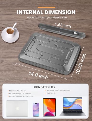 DOMISO 13.3 inch Laptop Sleeve with Handle Shockproof Computer Bag Waterproof EVA Protective Carrying Case for 13-13.3 inch Notebooks/13 MacBook Air/MacBook Pro Retina/Dell XPS 13/HP,Silver - color: Silver, size: 13.3 inch