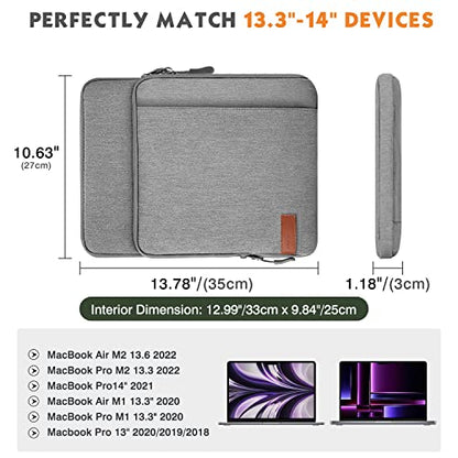 MoKo 13.3-14 Inch Laptop Sleeve Bag Carrying Case with Accessory Pocket | Fits MacBook Pro 14-inch M3/M2, MacBook Pro 13-inch M2/M1, MacBook Air 13.6-inch M2 and Surface Pro 9/8, Light Gray - color: Light Gray, size: 13.3-14 Inch