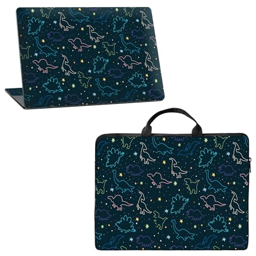 10 inch Laptop Sleeve with Laptop Skin Sticker Set – Slim Protective Case with Smooth Zipper, Lightweight Tablet & Notebook Sleeve for Travel & Daily Carry, Dinosaurs - color: Dinosaurs, size: 10 inch