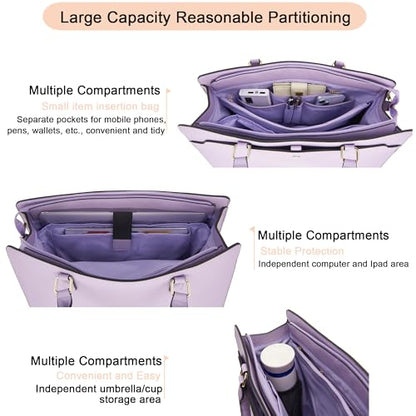 YZAOLL 15.6 Inch Laptop Bag for Women Work Tote Briefcase for Teacher Purse - color: A-purple
