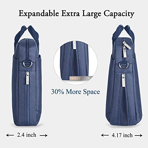 Voova 17.3-17 Inch Laptop Bag, Computer Bag, MacBook Bag, Blue | Expandable splash-proof 17.3-inch laptop messenger bag with removable strap; fits MacBook, HP, Dell, Lenovo and Asus - color: Blue, size: 17-17.3 Inch