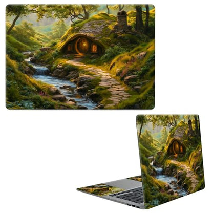 Laptop Skin Sticker Decal, Universal Protective Cover Fit 12 13 14 15.6 Inch Notebook, Reusable Water-Resistant Vinyl Decal w/ 2 Wrist Pads for Business Travel Office, Creek Castle - color: Creek Castle
