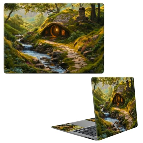 Laptop Skin Sticker Decal, Universal Protective Cover Fit 12 13 14 15.6 Inch Notebook, Reusable Water-Resistant Vinyl Decal w/ 2 Wrist Pads for Business Travel Office, Creek Castle - color: Creek Castle