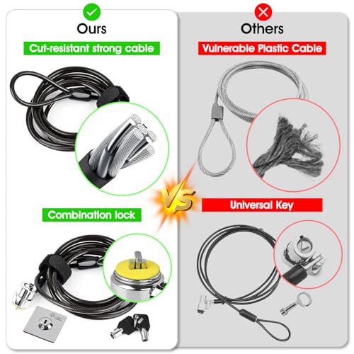 Laptop Cable Lock Hardware Security Cable Lock Anti Theft Combination Lock with Anchor Plate, Laptop-Computer-Security-Locks (5Pack) - size: 5 Packs