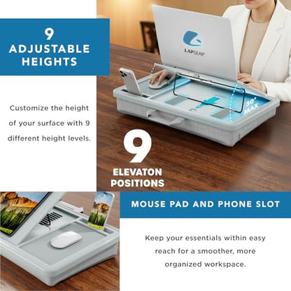 LAPGEAR Ergonomic Pro Lap Desk - Gray, Fits 15.6" Laptops - color: Gray, size: Ergonomic Pro 2.0