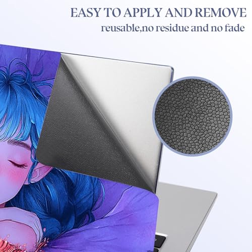Universal Laptop Skin Sticker Decal,15.6 Inch Laptop Vinyl Cover for 13" 14" 15.6" Laptop,Scratch-Resistant Waterproof Protector Wrap,Reusable with Wrist Pads,Blue Hair Flower Fairy - color: Blue Hair Flower Fairy