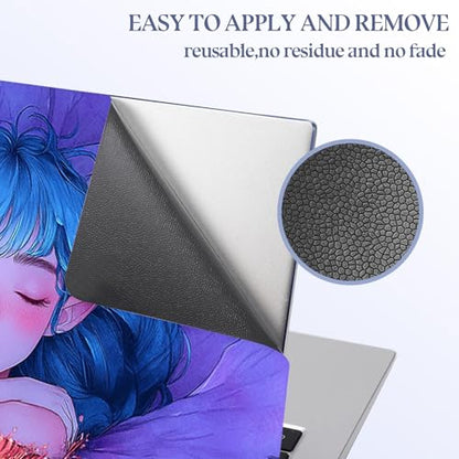 Universal Laptop Skin Sticker Decal,15.6 Inch Laptop Vinyl Cover for 13" 14" 15.6" Laptop,Scratch-Resistant Waterproof Protector Wrap,Reusable with Wrist Pads,Blue Hair Flower Fairy - color: Blue Hair Flower Fairy