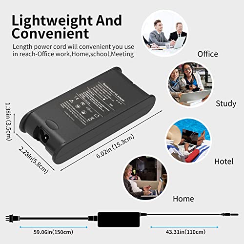 90W Laptop Charger Compatible with Dell Latitude D630 D830 5480 D820 D620 D610 D520 E4310 E4300 E5400 E5500 E5510 5591 Chromebook 11 3120 3180 3189 0J62H3 PA-10 PA-12 PA12 Power Supply Cord - size: 90 W 7.4x5.0 Mm