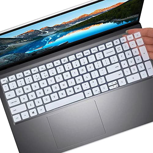 Keyboard Cover for 15.6" Dell Inspiron 15 3510 3511 3515 3525 3530 3535 5510 5515 5518 7510, 2025 Dell 15 Laptop DC15250 DC15255 15.6, Vostro 3510 3520 3530 5510 5515 15.6, Latitude 3520/Inspiron 7610 - color: White