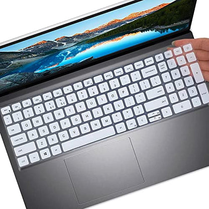 Keyboard Cover for 15.6" Dell Inspiron 15 3510 3511 3515 3525 3530 3535 5510 5515 5518 7510, 2025 Dell 15 Laptop DC15250 DC15255 15.6, Vostro 3510 3520 3530 5510 5515 15.6, Latitude 3520/Inspiron 7610 - color: White