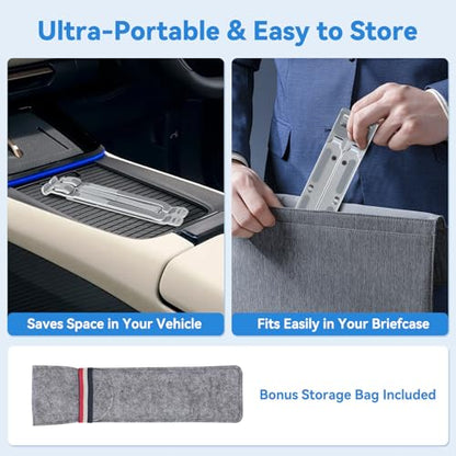 Car Laptop Desk for Steering Wheel, Heavy Duty Aluminum Foldable Tray & Workstation, Height Adjustable Computer Mount Holder for Truck SUV Tesla, Portable Travel Table