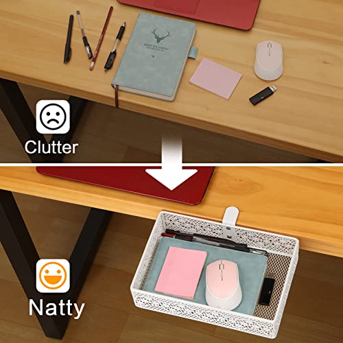 Under Desk Drawer, Clamp on Desk Organizer Under Table Hanging Desk Storage | 2PCS under desk organizer: clamp on desk drawer, under desk basket, hanging desk storage, clamp on undertable shelf, no-drill - size: White 2 Pack