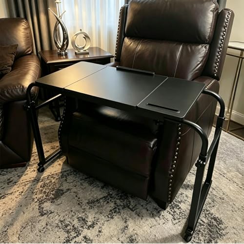 Overbed Bedside Table Over The Bed Table with Wheels Height Adjustable Medical Tilt Top Hospital Bed Table Laptop Standing Lap Desk Cart Table Stand for Bed Hospital Home Office Use Bed Trays Desk - color: Black