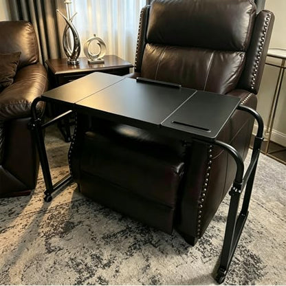 Overbed Bedside Table Over The Bed Table with Wheels Height Adjustable Medical Tilt Top Hospital Bed Table Laptop Standing Lap Desk Cart Table Stand for Bed Hospital Home Office Use Bed Trays Desk - color: Black