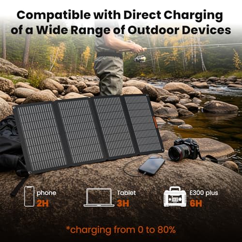 SOKIOVOLA 60W Portable Solar Panels NextGen Foldable Solar Panel Charger Kit 25% Efficiency with DC USB-C USB-A Output ETFE IP68 Waterproof Solar Panel for Travel Outdoor Camping RV Trip - color: 60 Gray