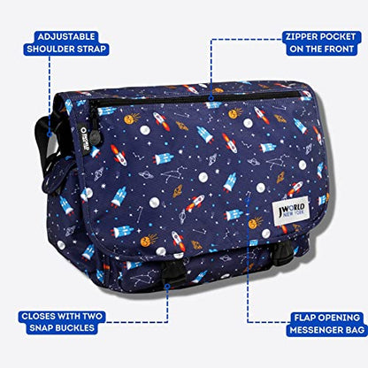 J World New York Terry Messenger Bag for Women Girls School Kids - color: Spaceship