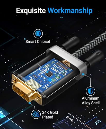 BlueRigger 6FT USB-C to VGA Cable - 1080p Display, Compatible with Laptop, Phone, Tablet, HDTV, Monitor, Projector - size: 6FT, style: USBC-VGA