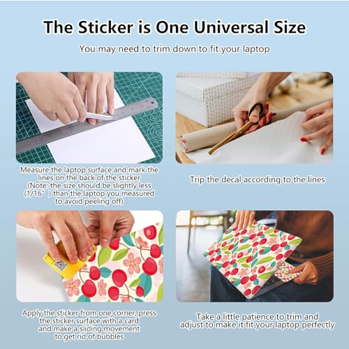 Universal Laptop Skin Sticker with 2 Wrist Pad Skins, Waterproof Scratch Resistant Vinyl Laptop Cover Decal, Cut to Fit for 11–15.6 Inch MacBook HP Dell Lenovo, Cherry - color: Cherry