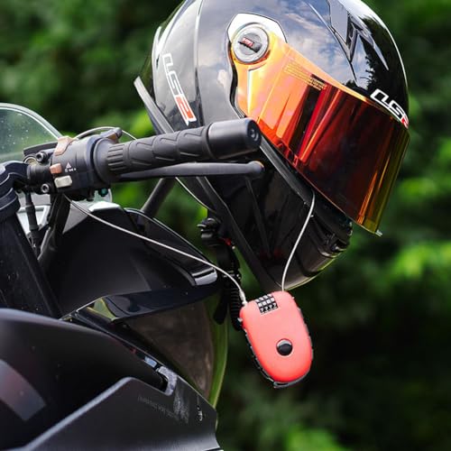 2 Pcs Portable Steel Wire Lock Cable Anti-Theft Telescopic Retractable Combination Security Lock for Bicycle, Trunk, Lockers (Red)