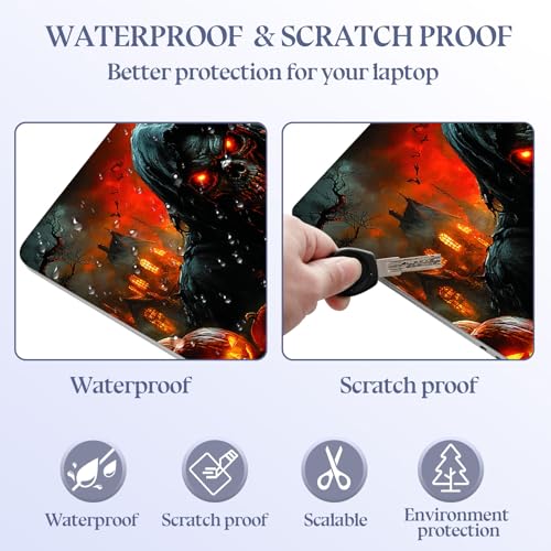 Universal Laptop Skin Sticker Decal,15.6 Inch Laptop Vinyl Cover for 13" 14" 15.6" Laptop,Scratch-Resistant Waterproof Protector Wrap,Reusable with Wrist Pads,Skeleton Pumpkin Hell - color: Skeleton Pumpkin Hell